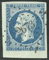 No 14Ad, Bleu Foncé Sur Vert, Petit Cdf, Ex Choisi. - TB - 1853-1860 Napoleon III