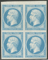 * No 14B, Bleu Type II, Bloc De Quatre Bdf, Très Frais. - TB - 1853-1860 Napoleon III