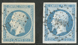 No 15, Bleu, Deux Nuances. - TB - 1853-1860 Napoléon III