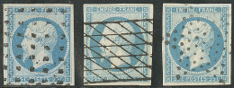 No 15, Bleu, Obl Gros Points, Grille Sans Fin Et étoile. - TB - 1853-1860 Napoleone III