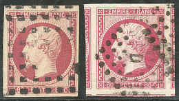 Nos 17A, Carmin, Obl Gros Points, 17B Cinq Voisins, Ex Choisis. - TB - 1853-1860 Napoléon III