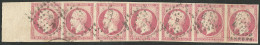 No 17B, Rose, Bande Sept Bdf, Légers Plis Sur 3 Ex Mais TB - 1853-1860 Napoléon III