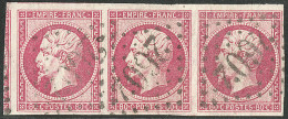 No 17Be, Rose Foncé, Bande De Trois, Un Voisin, Obl Gc 2602, Jolie Pièce. - TB - 1853-1860 Napoléon III.
