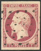 No 18, Carmin, Obl Gros Points, Jolie Pièce. - TB. - R - 1853-1860 Napoléon III.