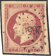 No 18f, Carmin Clair, Un Voisin, Obl Pc 2650, Jolie Pièce. - TB. - RR - 1853-1860 Napoleon III