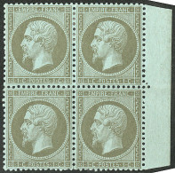 * No 19, Vert Olive, Bloc De Quatre Bdf, Superbe - 1862 Napoléon III.