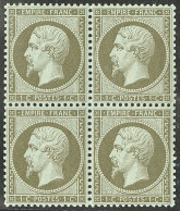 ** No 19a, Vert-bronze, Bloc De Quatre, Superbe - 1862 Napoleon III