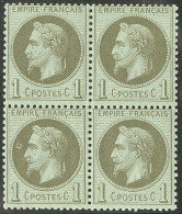 ** No 25, Vert-bronze, Bloc De Quatre. - TB - 1863-1870 Napoleon III With Laurels