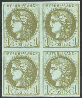 ** No 39B, Olive, Bloc De Quatre, Jolie Pièce. - TB. - R - 1870 Bordeaux Printing