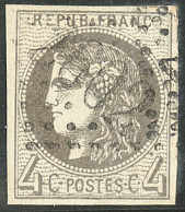 No 41Bc, Gris-noir, Obl Gc 2602, Pli Mais Superbe D'aspect. - R - 1870 Bordeaux Printing