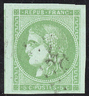 No 42B, Vert-jaune, Report II, Belle Nuance Vert Sur Azuré, Un Voisin. - TB - 1870 Bordeaux Printing