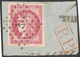 No 49, Rose, Obl Ancre, Sur Petit Fragment. - TB - 1870 Emissione Di Bordeaux