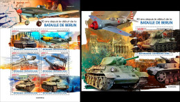 Centrafrica 2023, WWII, Battle Of Berlin, Tank, Planes, 6val In BF+BF - Andere (Aarde)