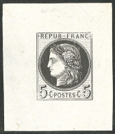 (*) Cérès 1871. Epreuve. 5c Noir, Feuillet 36x44mm. - TB - Other & Unclassified