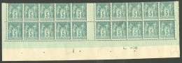 ** No 75, Vert, Bloc De 20 Ex Interpanneaux Bas De Feuille, 3 Ex *. - TB - 1876-1878 Sage (Type I)