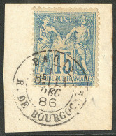 Faux De Châlons. No 90f, Obl Cad Paris Rue De Bourgogne Déc 86 Sur Petit Fragment. - TB - 1876-1878 Sage (Type I)