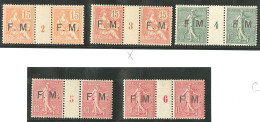 ** Millésimes. Nos 1 à 4 (2), Tous En Paire Mill. 2 à 6. - TB - Military Postage Stamps