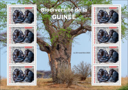 GUINEA 2023 - M/S 8V - BIODIVERSITY - CHIMPANZEE CHIMPANZEES CHIMPANZE APES MONKEYS MONKEY APE SINGES - MNH - Chimpansees