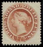 TERRE NEUVE - YVERT 24 - 12 CENTS ROUGE BRUN * - 1857-1861