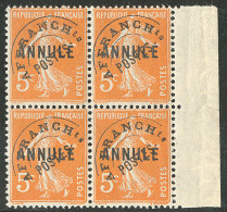 ** Annulé. No 44, Bloc De Quatre Bdf, Bien Centré. - TB - Instructional Courses