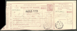 Lettre ENTIERS POSTAUX. Semeuse Modifiée. Mandat De Poste. No L2, Obl 3.10.10, Talon Consolidé Mais TB. - R - Autres & Non Classés