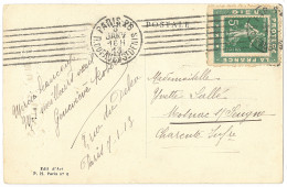 Lettre PORTE-TIMBRES. "Dieu Protège La France" Afft N°137 Sur CP Du 8.1.13. - TB - Briefmarken Auf Briefmarken