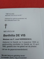 Doodsprentje Berthillia De Vis / Opwijk 4/8/1898 - 10/4/1992 ( P. Jozef Herrebosch ) - Religion & Esotérisme