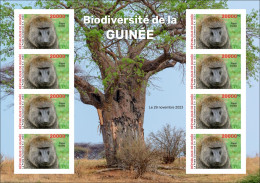 GUINEA 2023 - IMPERF M/S 8V - BIODIVERSITY - APE APES MONKEYS MONKEY BABOON SINGES SINGE - MNH - Singes