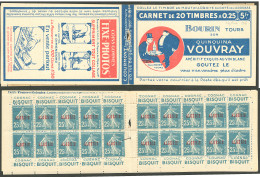 ** Carnets. No C14-5, Carnet De 20t N°14b, Couv. "Vouvray/Fixe Photos", Pubs "Cognac Bisquit", Agrafe Détachée. - TB - Other & Unclassified