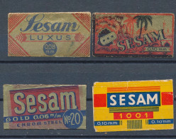 LOT LOTTO 4 RAZOR BLADES WRAPPER  SESAM - LAMETTE DA BARBA LAMES DE RASOIR  Vintage Old - Hojas De Afeitar