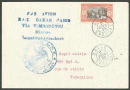 Lettre Raid Dakar-Paris, Mission Lemaitre/Arrachart. 7 Fév 1925. Enveloppe Avec CS Et Griffe Bleu, Au Verso Cad El Goléa - Other & Unclassified