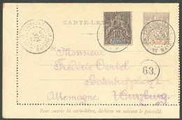 Lettre Cad "Anjouan/Mayotte Et Dépendances". Entier 15c Gris + No 5 Pour L'Allemagne, 1908. - TB - Sonstige & Ohne Zuordnung