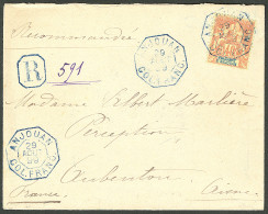 Lettre Cad Octog. Bleu "Anjouan/Col Franc". No 10 Sur Enveloppe Recommandée Pour La France, 1899. - TB - Autres & Non Classés