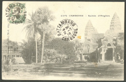 Lettre Cad "Battambang/Cambodge", Sur Indochine 44 Sur CP Pour Livry Gargan, 1916. - TB - Kambodscha