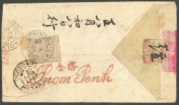 Lettre Cad "Cholon/Cochinchine", Sur Indochine 19 Au Verso D'une Enveloppe De Mandarin Adressée à Pnom Penh, 1902. - TB - Cambodge