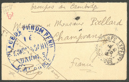 Lettre Cad "Corps Expedre/Cambodge", Sur Enveloppe En Franchise Militaire, Arr. Dôle Du Jura, 1904. - TB - Cambodja