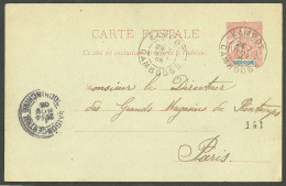 Lettre Cad "Kampot/Cambodge", Sur Entier 10c Rose Pour Paris, 1905. - TB - Cambodia