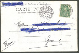 Lettre Cad "Kathom/Cambodge", Sur Indochine 27 Sur CP Pour Lyon, 1905. - TB - Cambodja