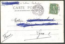 Lettre Cad "Kathom/Cambodge", Sur Indochine 27 Sur CP Pour Lyon, 1905. - TB - Cambodia