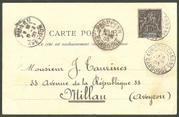 Lettre Cad "Kompong.Chnang/Cambodge" 6 Fev 03 Sur Indochine 7 Sur CP Pour Millau, à Côté Cad De Passage "Pnompenh/Cambod - Kambodscha