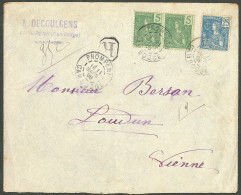 Lettre Cad "Pnompenh", Sur Indochine 27(2) + 31 Sur Enveloppe Recommandée Pour Loudun, 1908. - TB - Kambodscha