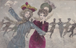 Art Card Viennoise Skating  Carte Neige Et Givre Paillettes Très Jolies Femmes  BKWI - Figure Skating