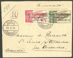 Lettre Cad "Duala/Kamerun". Nos 41 + 42 + 42 Paire Au Verso D'une Enveloppe Recommandée Pour Avranches, 1907. - TB - Altri & Non Classificati