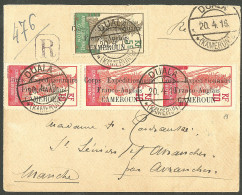 Lettre Cad "Duala/Kamerun". Nos 41 + 42 Bande De Trois Sur Enveloppe Recommandée Pour Avranches, 1916. - TB - Andere & Zonder Classificatie