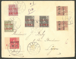 Lettre Cad "Canton/Chine". Nos 33 + 34 Paire Interpanneaux + 35 + 37 + 43 Paire Interpanneaux Mill. 4 Sur Enveloppe Pour - Autres & Non Classés