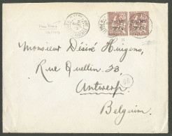Lettre Cad "Han-Keou-Chine /Poste Française". No 86 Paire Sur Enveloppe Pour Anvers, 1919. - TB - Autres & Non Classés
