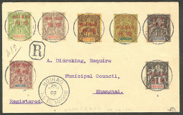 Lettre Cad "Hoihao/Ile D'Hanam". Nos 1 + 3 à 6 + 8 + 13 Sur Enveloppe Recommandée Pour Shanghai, 1902. - TB. - R - Andere & Zonder Classificatie