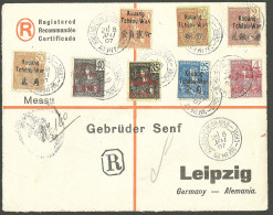Lettre Cad "Kouang-Tcheou-Wan/Chine". Nos 2 + 3 + 7 à 12 Sur Enveloppe Recommandée Pour Leipzig, 1907. - TB - Autres & Non Classés