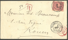 Lettre Cad "Shang-Hai/Chine". No 12 Sur Enveloppe Recommandée Pour Rouen, 1897,. - TB - Autres & Non Classés