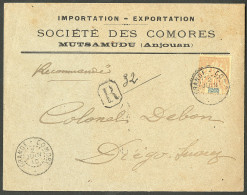 Lettre Cad "Grande Comore". No 10 Sur Enveloppe Recommandée Pour Diego-Suarez, 1910. TB - Other & Unclassified